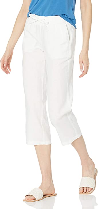 Photo 1 of Amazon Essentials Women's Linen Blend Drawstring Wide Leg Crop Pant