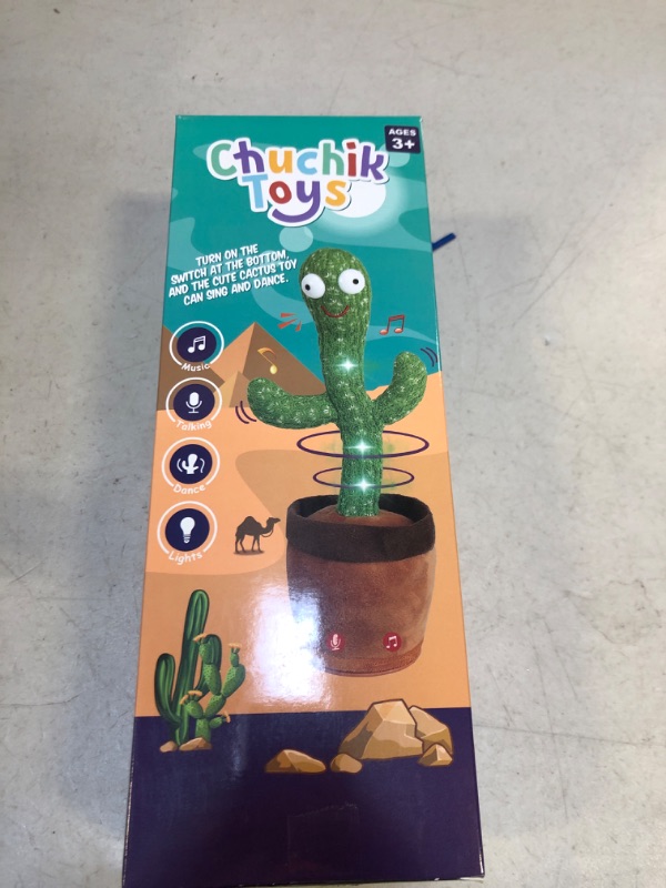 Photo 1 of Chuchik Dancing Talking Cactus Toy for Babies – 60 Songs the Singing Cactus Toy with 3 Changeable Outfits – Plush Wiggle Dancing Talking Repeating Mimicking Cactus Toy with Glowing LED Lights (1 Pack)