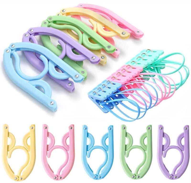 Photo 1 of 20 Pcs Travel Hangers with Clips- Portable Folding Clothes Hangers Travel Accessories Foldable Clothes Drying Rack for Travel