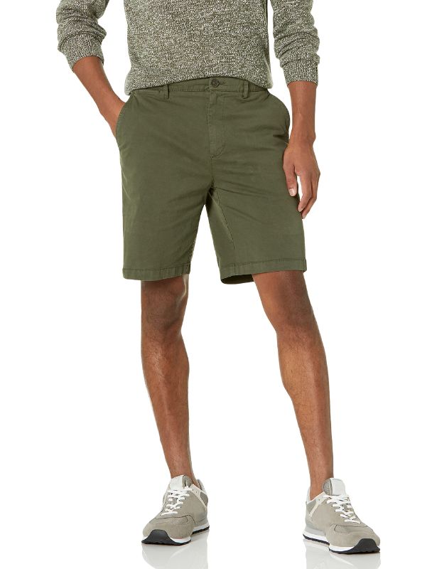 Photo 1 of Goodthreads Men's Slim-Fit 9" Flat-Front Comfort Stretch Chino Short 32 Dark Green