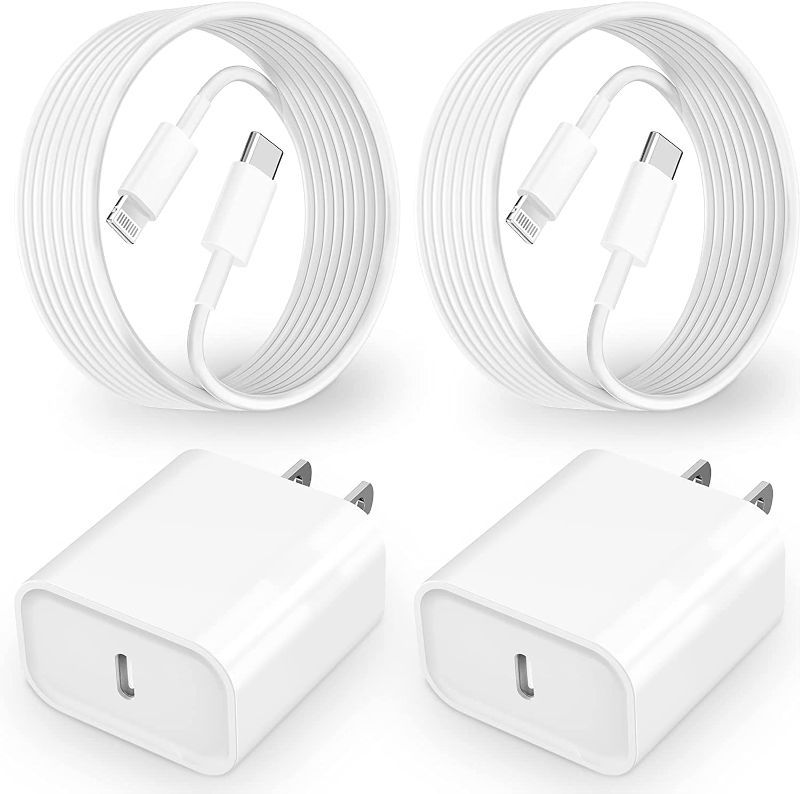 Photo 1 of [Apple MFi Certified] iPhone Fast Charger, GEONAV 2 Pack 20W USB C Power Delivery Rapid Wall Charger with 6FT Type C to Lightning Quick Charge Sync Cord for iPhone 14 13 12 11 Pro/XS/XR/X/iPad/AirPods
