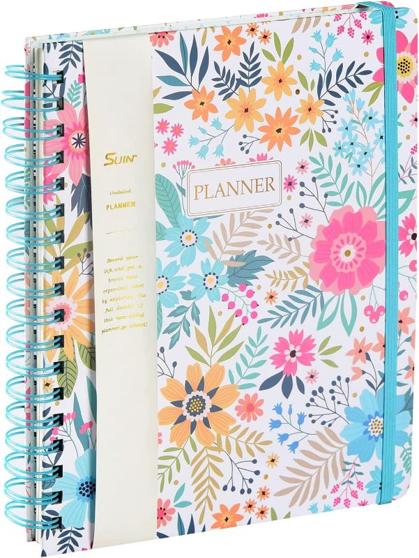 Photo 1 of Undated -Weekly Planner Journal Notebooks 8.1"x9.8" 224 Pages (81.6lbs/120gsm), To-Do List Planning Notepads/Wire Ruled Appointment Books, 1 Year – Hardcover (Bright Floral)
