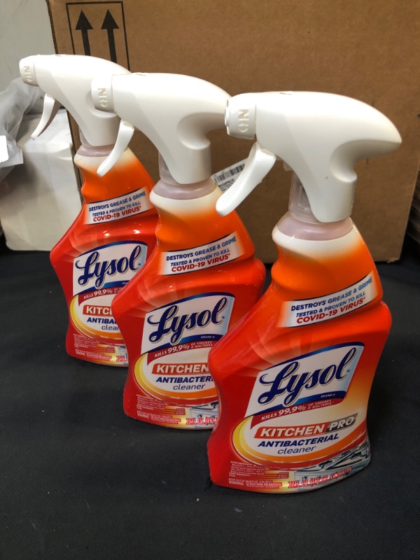 Photo 2 of 3x Lysol Kitchen Pro Antibacterial Cleaner Trigger, Orange , 22 oz
