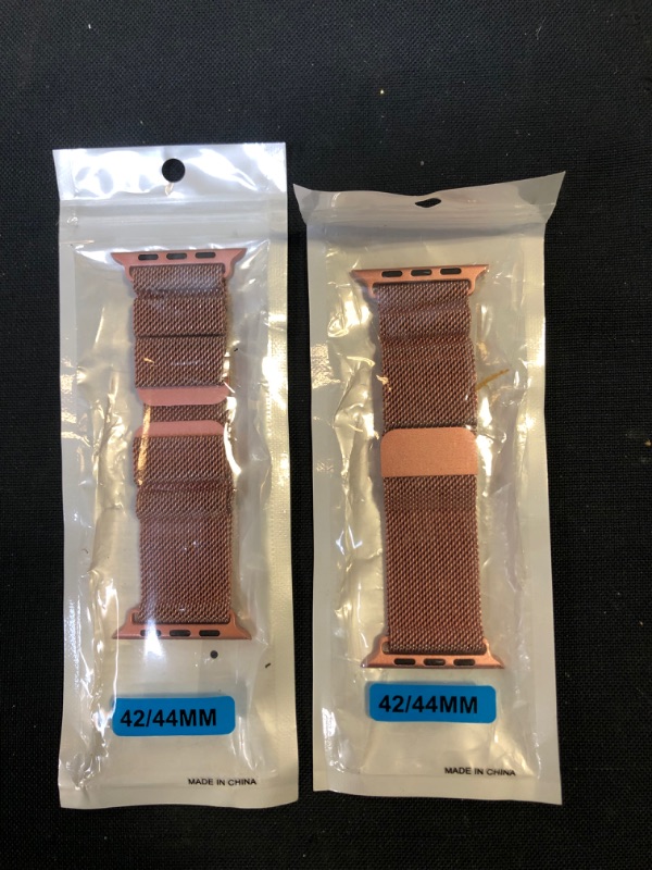 Photo 2 of 2CT Yaber double head double buckle two-way adjustment Stainless Steel Mesh Band Compatible for Apple Watch 38mm 40mm 41mm 42mm 44mm 45mm 49mm Ultra Series SE 8 7 6 5 4 3 2 1 Rose Gold 42MM/44MM/45MM/49MM