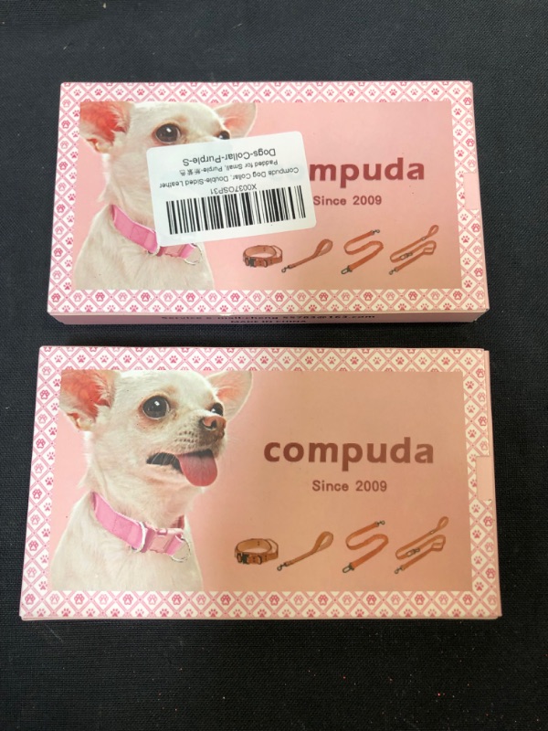 Photo 1 of 2CT Compuda Dog Collar, Quick Release Double-Sided Soft Leather Padded, Easy Clean Odor Proof Dog Collar for Small Dogs S-(9.5-13") Purple