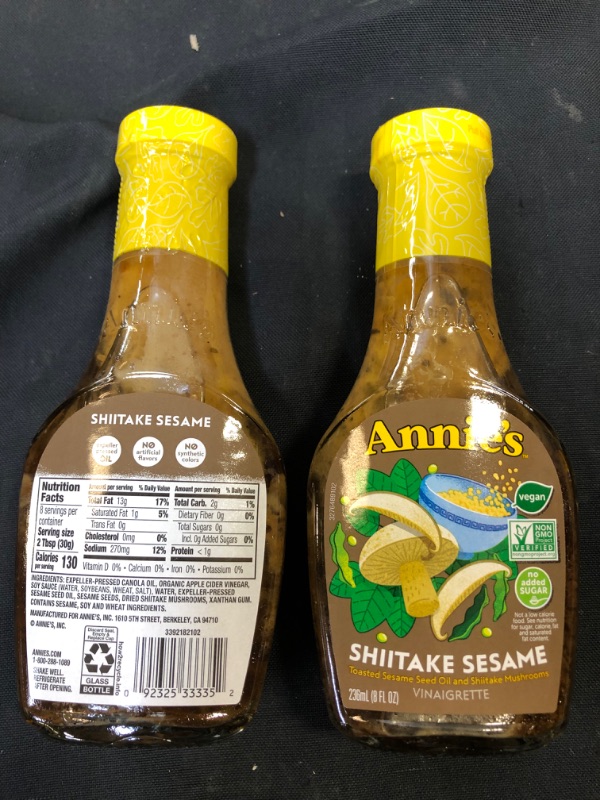 Photo 2 of 2CT Annie's Natural Shiitake Sesame Salad Dressing, Non-GMO, 8 fl oz, EXP SEP2023