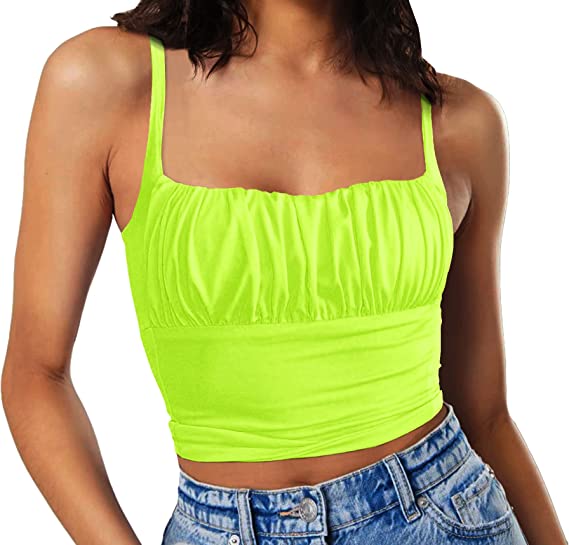 Photo 1 of GEMBERA Womens Sexy Corset Strappy Bustier Crop Tank Top Sleeveless Ruched Shirt, Small
