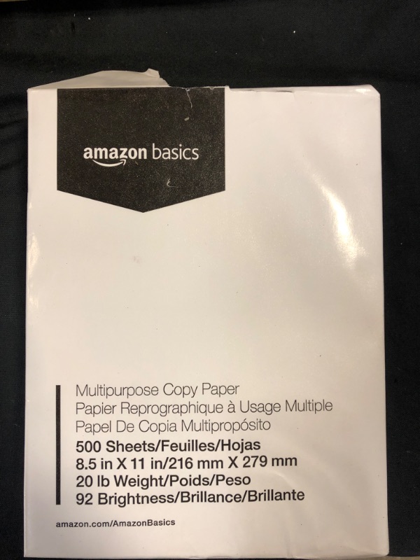 Photo 2 of Amazon Basics Multipurpose Copy Printer Paper, 8.5 x 11 Inch 20Lb Paper - 1 Ream (500 Sheets), 92 GE Bright White 1 Ream | 500 Sheets Multipurpose (8.5x11) Paper