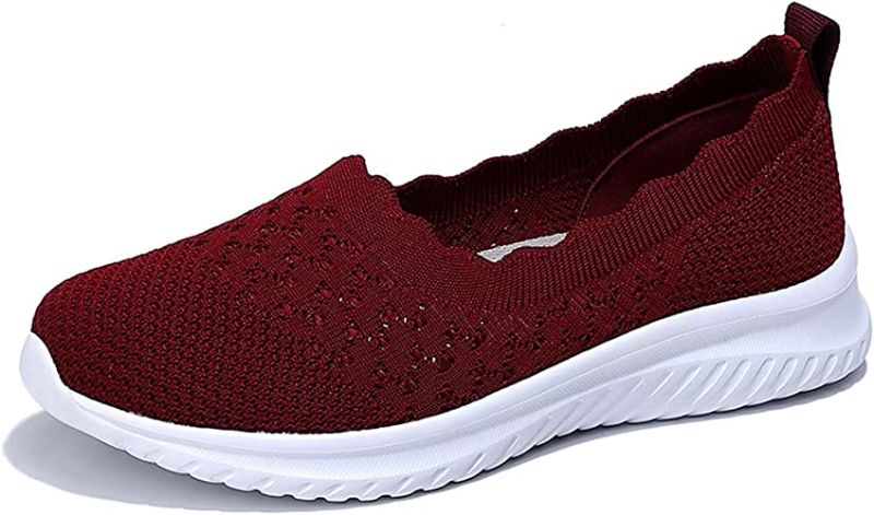 Photo 1 of BSROT Women's Slip-on Loafers Walking Shoes Comfortable Flats Nurse Tennis Shoes Elastic Knit Work Sneakers, 6 
