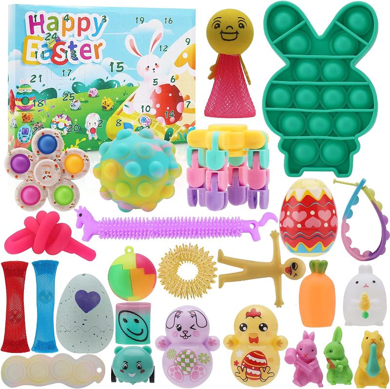 Photo 1 of Easter Basket Stuffers, 25PCS Easter Toys for Kids, Easter Countdown Pop It Surprise Gifts
