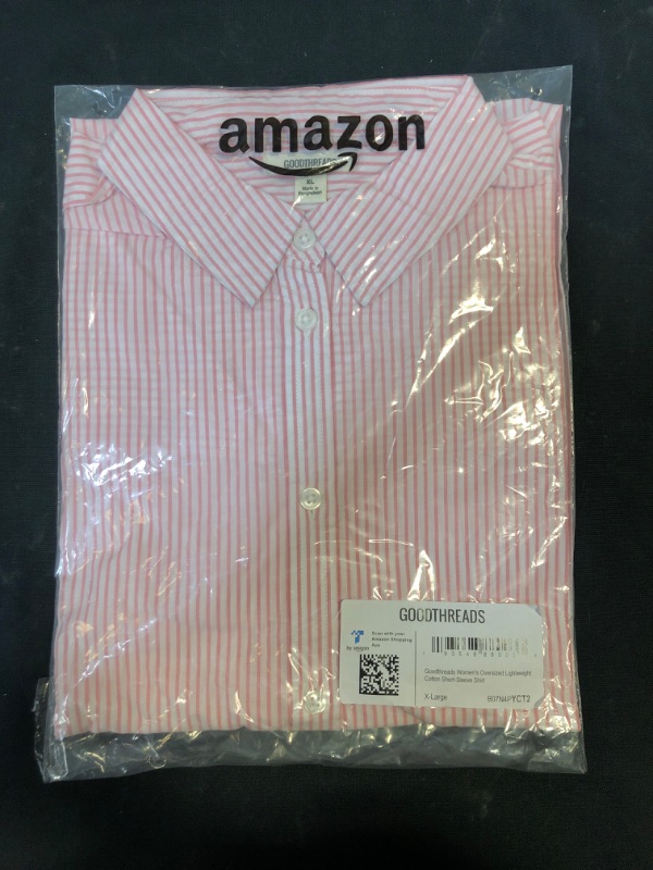 Photo 1 of ** PINK ** Amazon Brand - Goodthreads Women's Oversized Lightweight Cotton Short-Sleeve Shirt 
