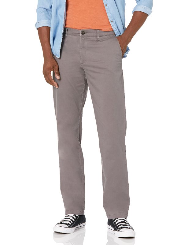 Photo 1 of Goodthreads Men's Straight-Fit Washed Comfort Stretch Chino Pant 34W x 34L Grey