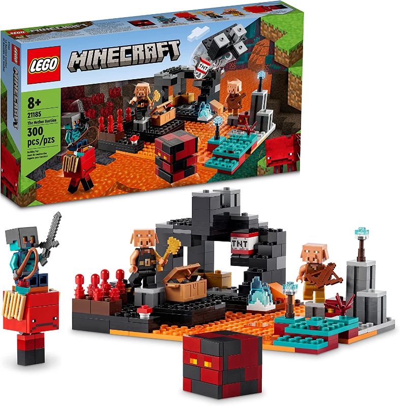 Photo 1 of LEGO Minecraft The Nether Bastion 21185 Building Toy Set for Kids, Boys, and Girls Ages 8+; Includes 2 Zombies and a Zombie Hunter; Fun Gaming Gift (300 Pieces), Multicolor ( BOX HAS MINBOR DAMAGE )