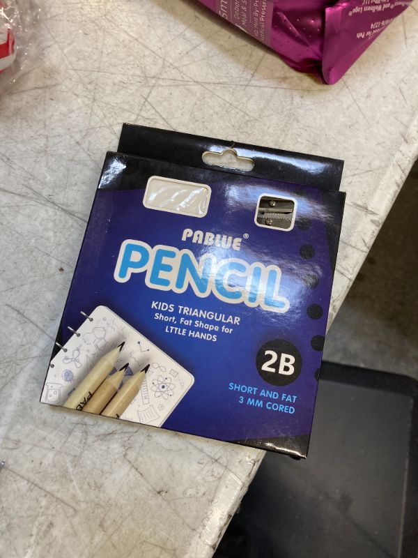 Photo 1 of PABLUE Short, Fat, Thick, Strong Triangular Presharpened 2B Pencils, 3.5 Inch Jumbo Wood Pencils with Eraser and Sharpener, for Beginners, Writing and Drawing (Wood color, Pack of 14) 2B (12 Count) wood colour