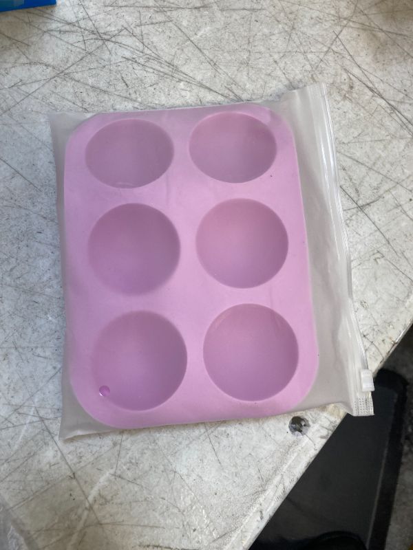 Photo 2 of 2 Pack 6-Cavity Semi Sphere Silicone Mold, Baking Mold for Making Hot Chocolate Bomb, Cake, Jelly, Dome Mousse Purple