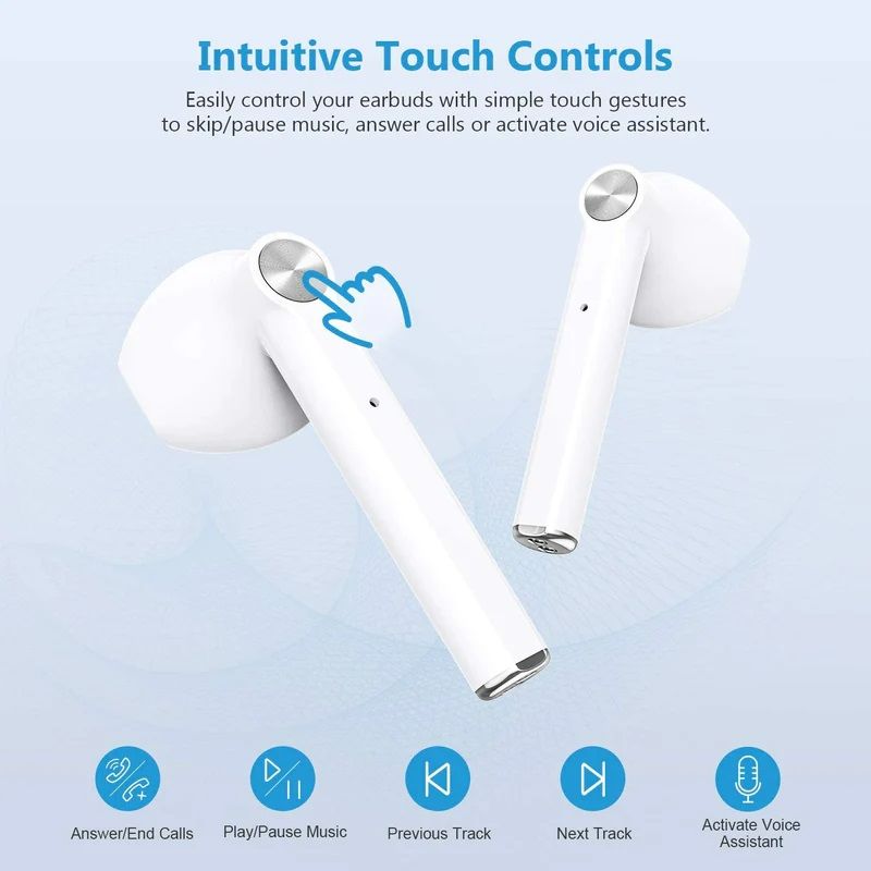 Photo 2 of Bluetooth Earbuds for iPhone 11 - TWS True Wireless Stereo Earphone Headphones - Letscom T16 - White
