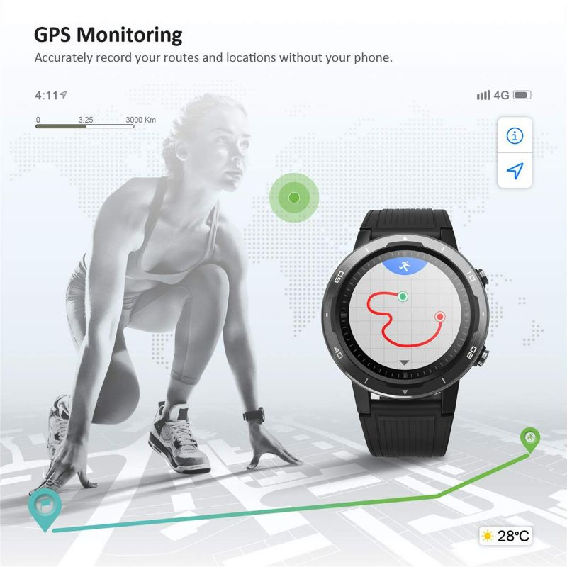 Photo 2 of LetsFit ID215G 1.1" Full Reflection Screen GPS Smart Watch with Heart Rate and SpO2 Monitor, 5ATM Waterproof, Black
