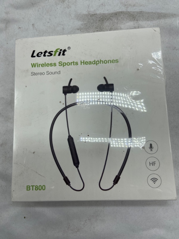 Photo 2 of Letsfit Wireless Sports Stereo Sound Headphones with Mic - Black (BT800)