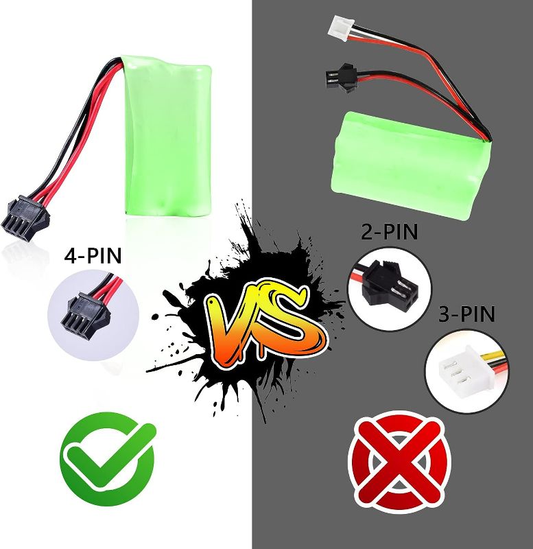 Photo 3 of TANSAR Gel Balls Blaster Gun Accessories Battery, Charging USB Cable 4-Pin Connector, Compatible with Orbeez Gun and Splatter Ball Gun
