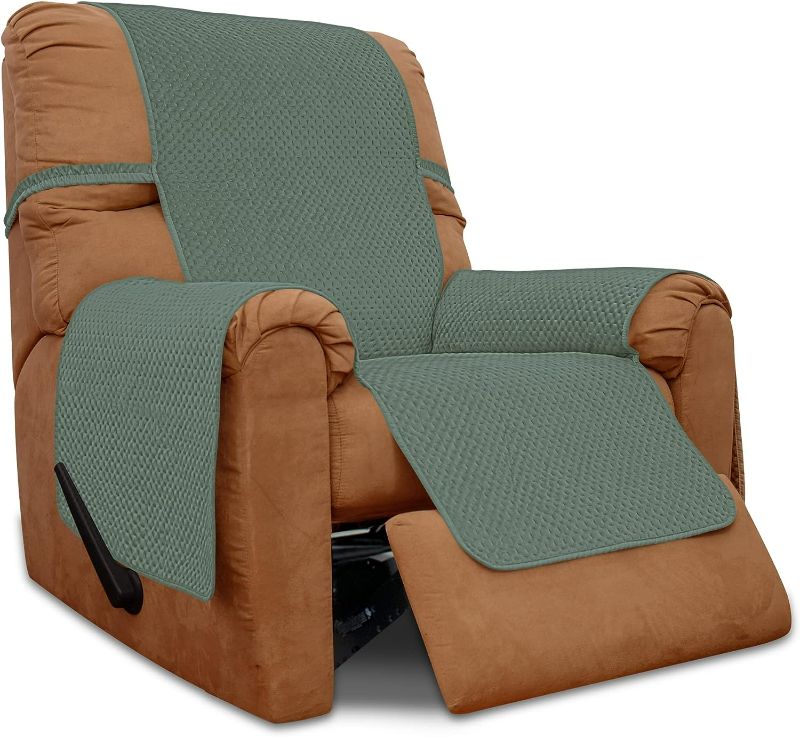 Photo 1 of Easy-Going Recliner Chair Covers, Water Resistant Reversible 1 Seat Recliner Cover, Velvet Couch Cover for Living Room, 1 Piece Recliner Sofa Covers for Kids, Dogs, Pets (Recliner, Greyish Green)
