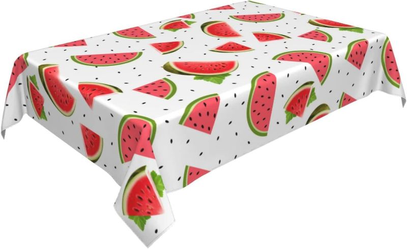 Photo 1 of Rectangle Tablecloth Wrinkle Resistant and Waterproof Indoor Outdoor Tablecloths for Rectangular Tables Watermelon Designed Table Cover