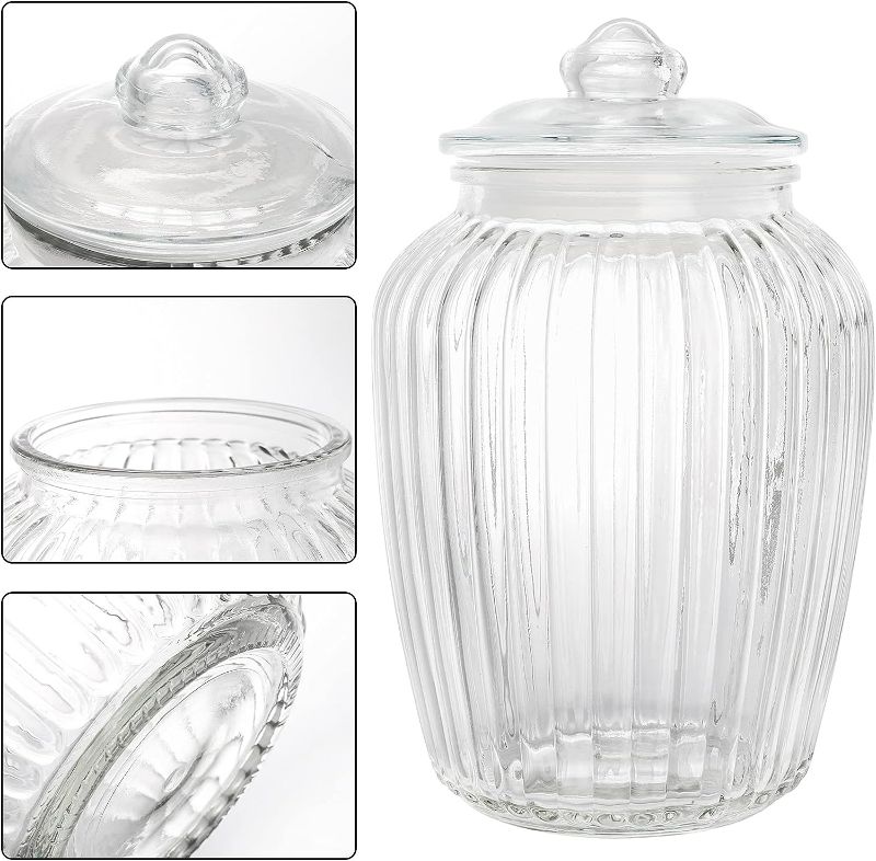 Photo 3 of YOUEON Set of 2 Large Glass Jar with Airtight Lid 70 Oz/2 Liter, Glass Storage Jars with Lids, Glass Cookie Jars Candy Jars, Glass Food Canisters for Candy Biscuit Cereal Nuts Fermenting Pickling
