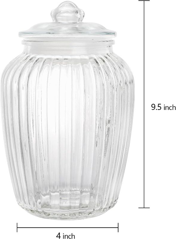 Photo 2 of YOUEON Set of 2 Large Glass Jar with Airtight Lid 70 Oz/2 Liter, Glass Storage Jars with Lids, Glass Cookie Jars Candy Jars, Glass Food Canisters for Candy Biscuit Cereal Nuts Fermenting Pickling