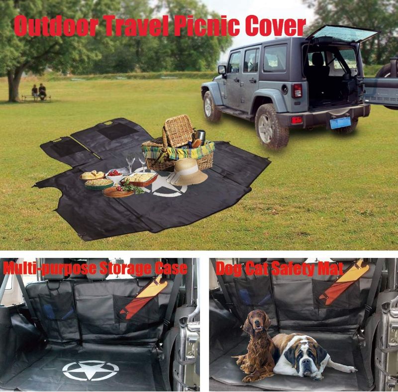 Photo 2 of buyinhouse Dog Car Pet Seat Cover for Jeep Wrangler JK JL 2007-2020, Nonslip Backing Free Pet Barrier Universal, 4-Door 600D Oxford seat Covers Accessories
