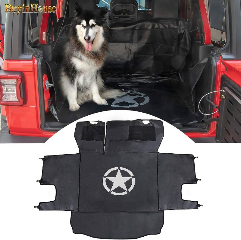 Photo 1 of buyinhouse Dog Car Pet Seat Cover for Jeep Wrangler JK JL 2007-2020, Nonslip Backing Free Pet Barrier Universal, 4-Door 600D Oxford seat Covers Accessories
