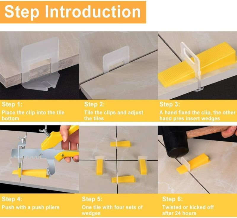 Photo 2 of Tile Leveling System with Tile Plier - 300-Piece Tile Spacers Clips and 100-Piece Reusable Wedges - Tile Tools Set for Stone Installation (1/8 Inch Tile Spacers)