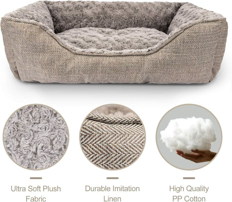 Photo 1 of FURTIME Durable Dog Bed for Large Medium Small Dogs Soft Washable Pet Bed Orthopedic Dog Sofa Bed Breathable Rectangle Sleeping Bed Anti-Slip Bottom(30'', Brown)
