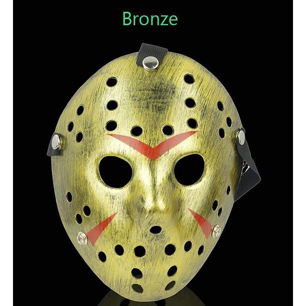 Photo 2 of Scary Halloween Mask Costume Jason Gold Mask Cosplay Mask Masquerade Mask Hockey Mask
