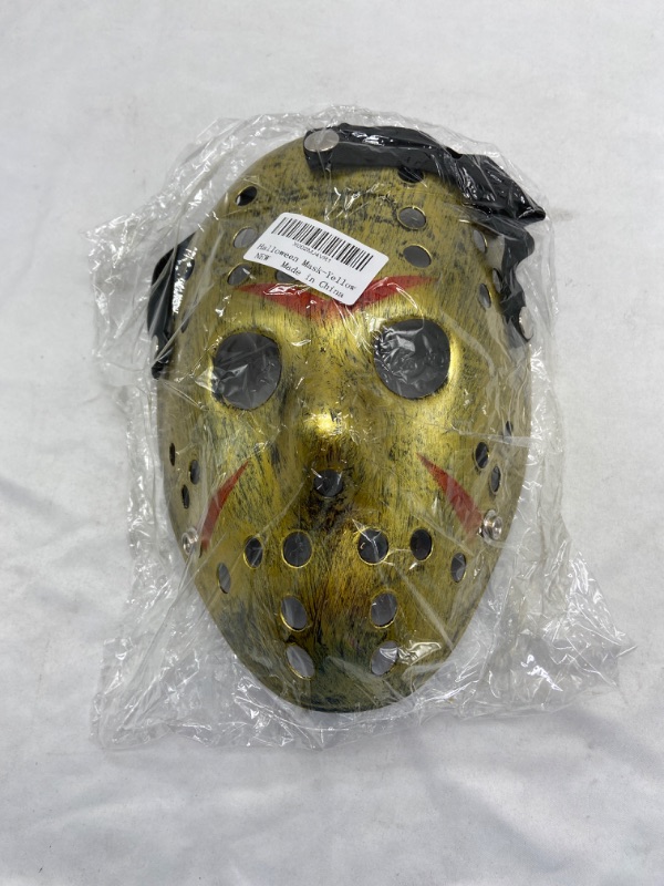 Photo 4 of Scary Halloween Mask Costume Jason Gold Mask Cosplay Mask Masquerade Mask Hockey Mask
