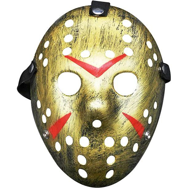 Photo 1 of Scary Halloween Mask Costume Jason Gold Mask Cosplay Mask Masquerade Mask Hockey Mask
