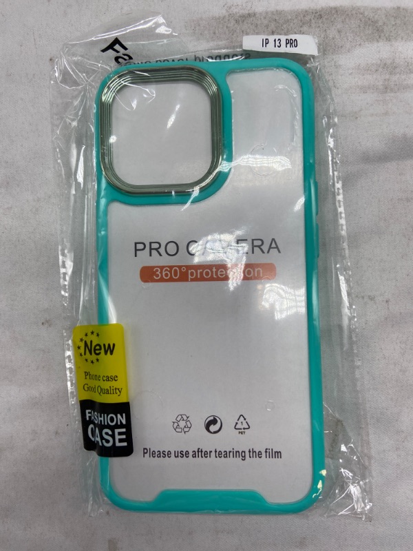 Photo 1 of Turquoise And Clear Case for iPhone 13 Pro, [Not Yellowing] [Camera Protection] [Military Grade Drop Tested] Transparent Shockproof Protective Phone Case Soft Silicone Slim Cover, 6.1 inch, 