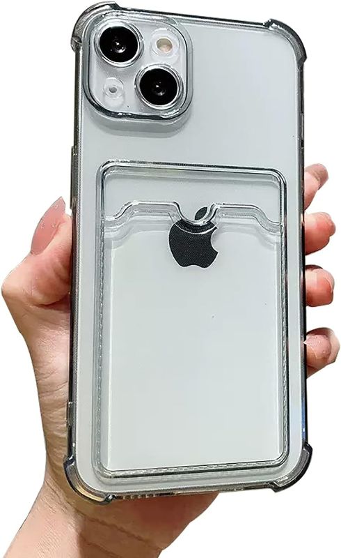 Photo 1 of Clear Wallet Phone Case for iPhone 13, Upgrade Clear Card Slot Case, Slim Fit Protective Soft TPU Shockproof Wallet Case with Cute Card Holder Pocket for Apple iPhone 13 6.1inch (Black)