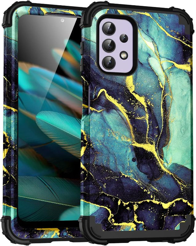 Photo 1 of Galalxy A13 5G Case,Marble Design Three Layer Heavy Duty Shockproof Hybrid Hard Plastic Bumper Soft Silicone Rubber Drop Protective Cover Case for Samsung Galaxy A13 5G 6.5",Blue/Black