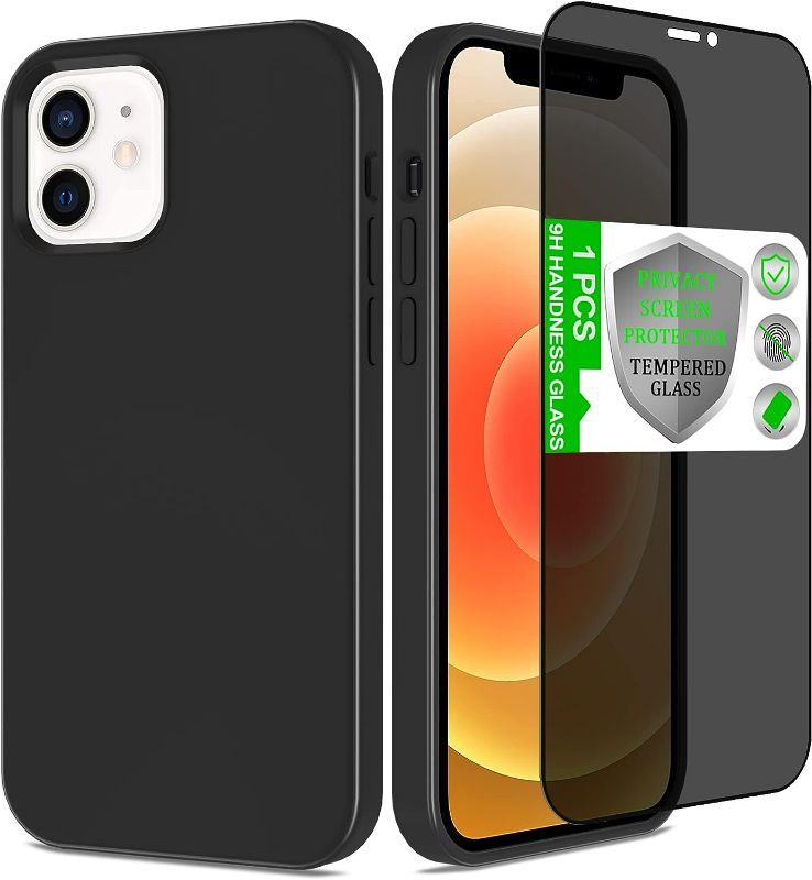 Photo 1 of OVRX Compatible with iPhone 12 Case/iPhone 12 Pro Case (6.1 inch) with Privacy Screen Protector, Liquid Silicone Phone Case, Shockproof Drop Protection[Soft Anti-Scratch Microfiber Lining]-Matte Black
