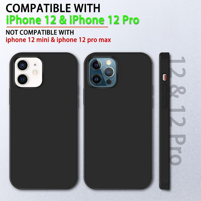 Photo 3 of OVRX Compatible with iPhone 12 Case/iPhone 12 Pro Case (6.1 inch) with Privacy Screen Protector, Liquid Silicone Phone Case, Shockproof Drop Protection[Soft Anti-Scratch Microfiber Lining]-Matte Black
