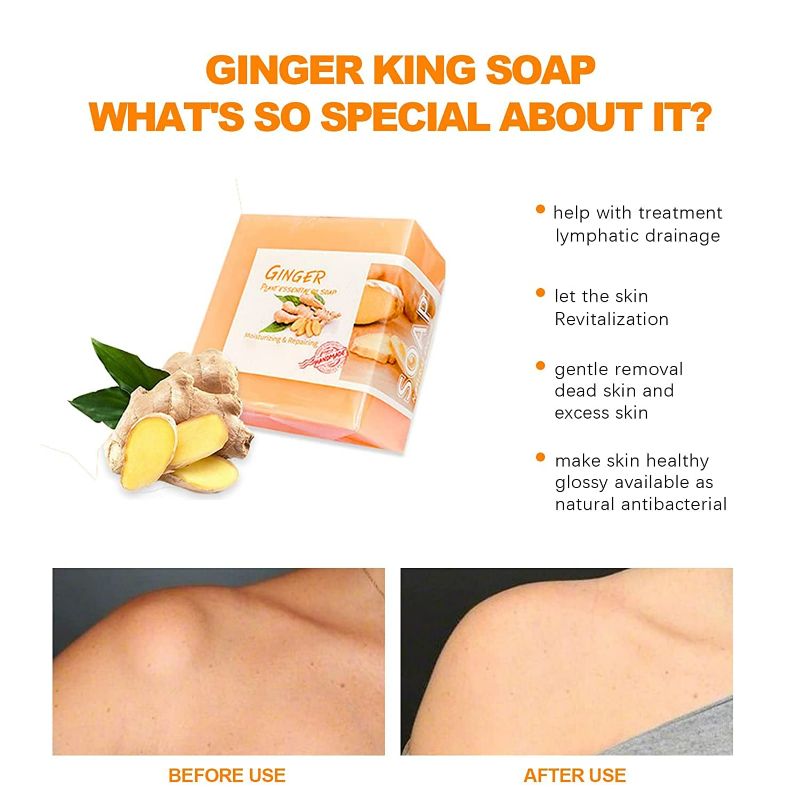 Photo 3 of Lymphatic Organic Ginger Soap Moisturizing Deep Clean Effectively Bath Soap, All Natural Ginger Bar Soap for Women Men 2 Pack 
