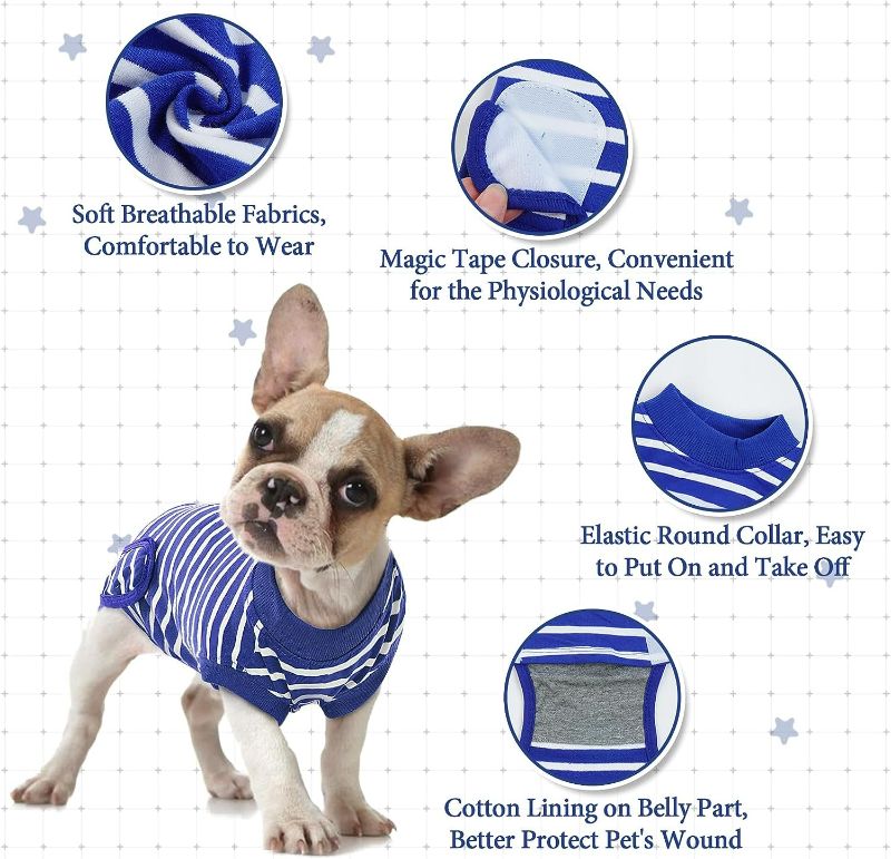 Photo 3 of IDOMIK Dog Recovery Suit After Surgery, Soft Dog Surgery Recovery Suit for Male Female Pet Dogs Cats, Dog Spay Neuter Onesie Snugly Shirt, Dog Cone Alternative Anti-Licking Abdominal Wound Small
