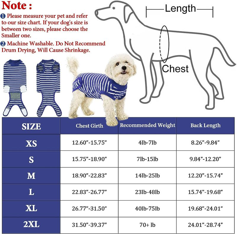 Photo 2 of IDOMIK Dog Recovery Suit After Surgery, Soft Dog Surgery Recovery Suit for Male Female Pet Dogs Cats, Dog Spay Neuter Onesie Snugly Shirt, Dog Cone Alternative Anti-Licking Abdominal Wound Small
