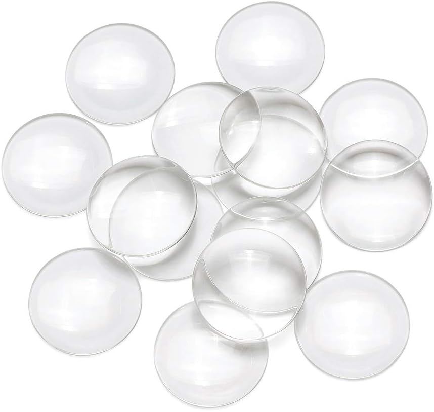 Photo 3 of Craftdady 50Pcs Transparent Clear Glass Cabochons 34.5-35mm Flat Back Half Round Dome Tiles for Photo Pendant Jewelry Craft Making
