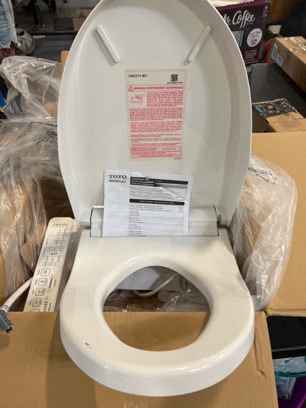 Photo 2 of TOTO SW3074#01 WASHLET C2 Electronic Bidet Toilet Seat with PREMIST and EWATER+ Wand Cleaning, Elongated, Cotton White C2 Elongated Cotton White