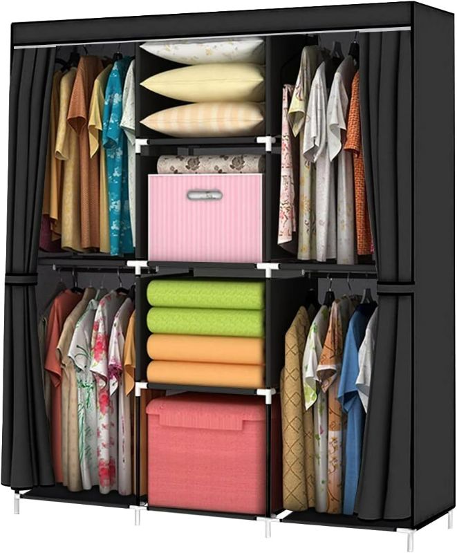 Photo 1 of YOUUD Portable Closet Wardrobe Storage Closet Clothes Portable Wardrobe Storage Closet Organizer Portable Closets Wardrobe Closet Organizer Shelf Wardrobe Clothes Organizer Standing Closet Black…