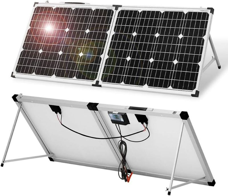Photo 1 of DOKIO Portable Foldable 100W 18v Solar Suitcase Monocrystalline, Folding Solar Panel Kit with Controller to Charge 12 Volts Batteries 