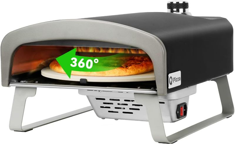 Photo 1 of Q Pizza Gas Pizza Oven Portable Propane Pizza Oven with Automatic Rotating Stone for Outdoor Cooking, Portable Gas Pizza Oven For Outside Garden Backyard Party