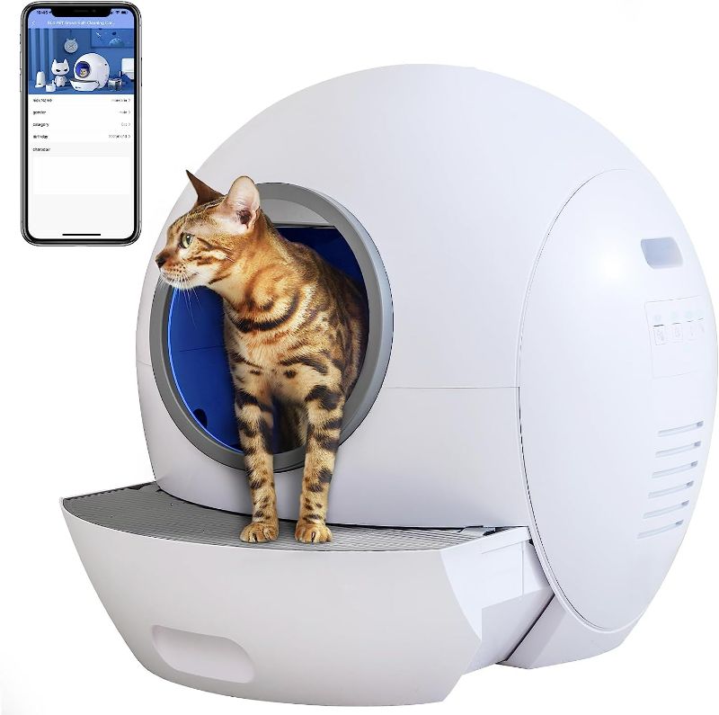 Photo 1 of Hillpig Self-Cleaning Cat Litter Box: Extra Large Automatic Cat Litter Box with APP Control & Safe Alert & Smart Health Monitor for Multiple Cats , White