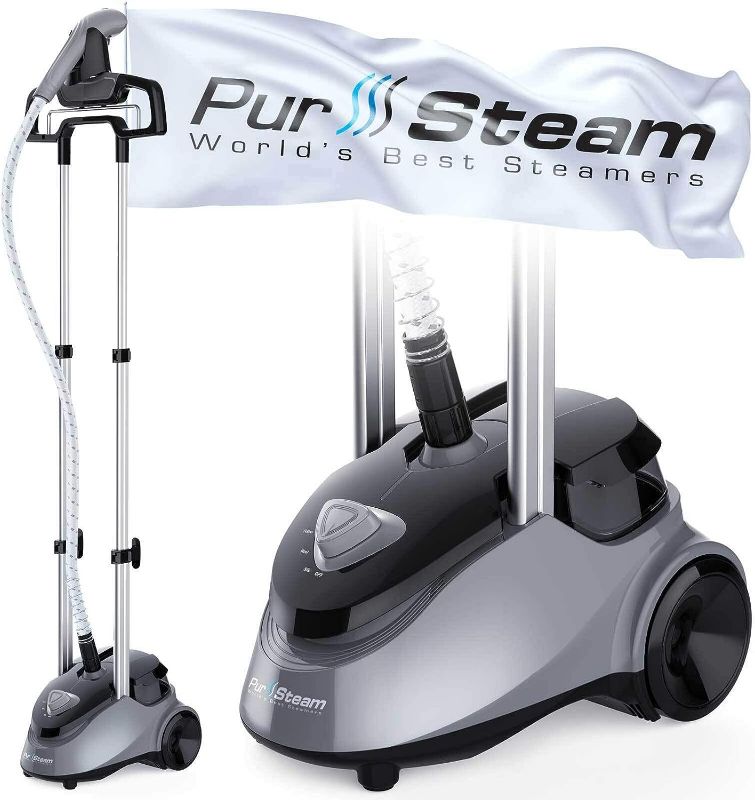 Photo 1 of PurSteam Garment Steamer Professional Heavy Duty Industry Leading 2.5 Liter (85 fl.oz.) Water Tank, 60+min of Continuous Steam with 4 Level Steam Adjustment