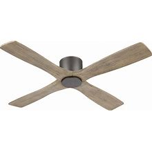 Photo 1 of WINGBO 54 Inch Flush Mount DC Ceiling Fan with Lights and Remote, 4 Reversible Carved Wood Blades, 6-Speed Noiseless DC Motor, Huger Ceiling Fan in Matte Black Finish with Walnut Blades, ETL Listed